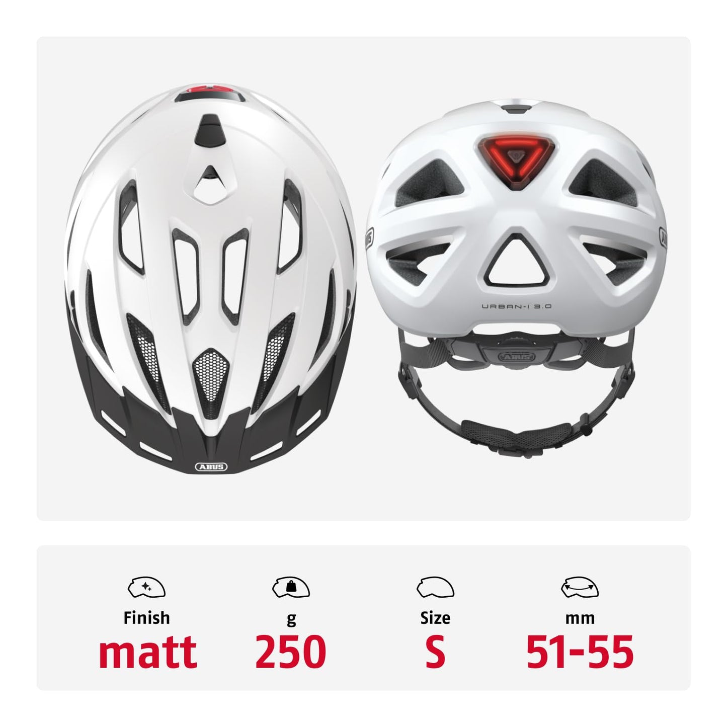 ABUS URBAN-I 3.0 bicycle helmet, white (polar white), S (51-55 cm) - 86858