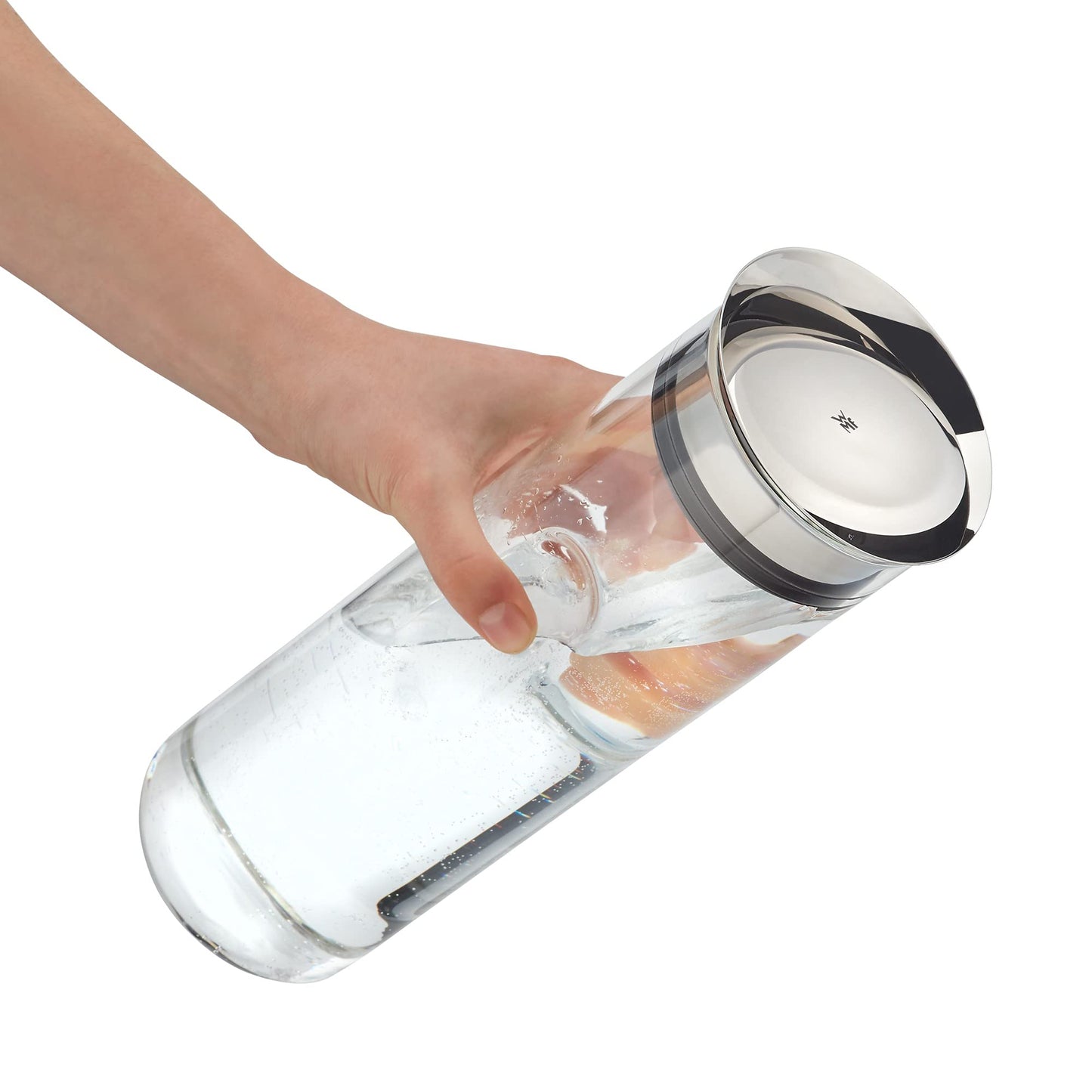 WMF Motion water carafe 1.25l, height 29 cm, glass carafe with lid, silicone lid, CloseUp closure, recessed grip, water carafe with lid, dishwasher safe - 651036040