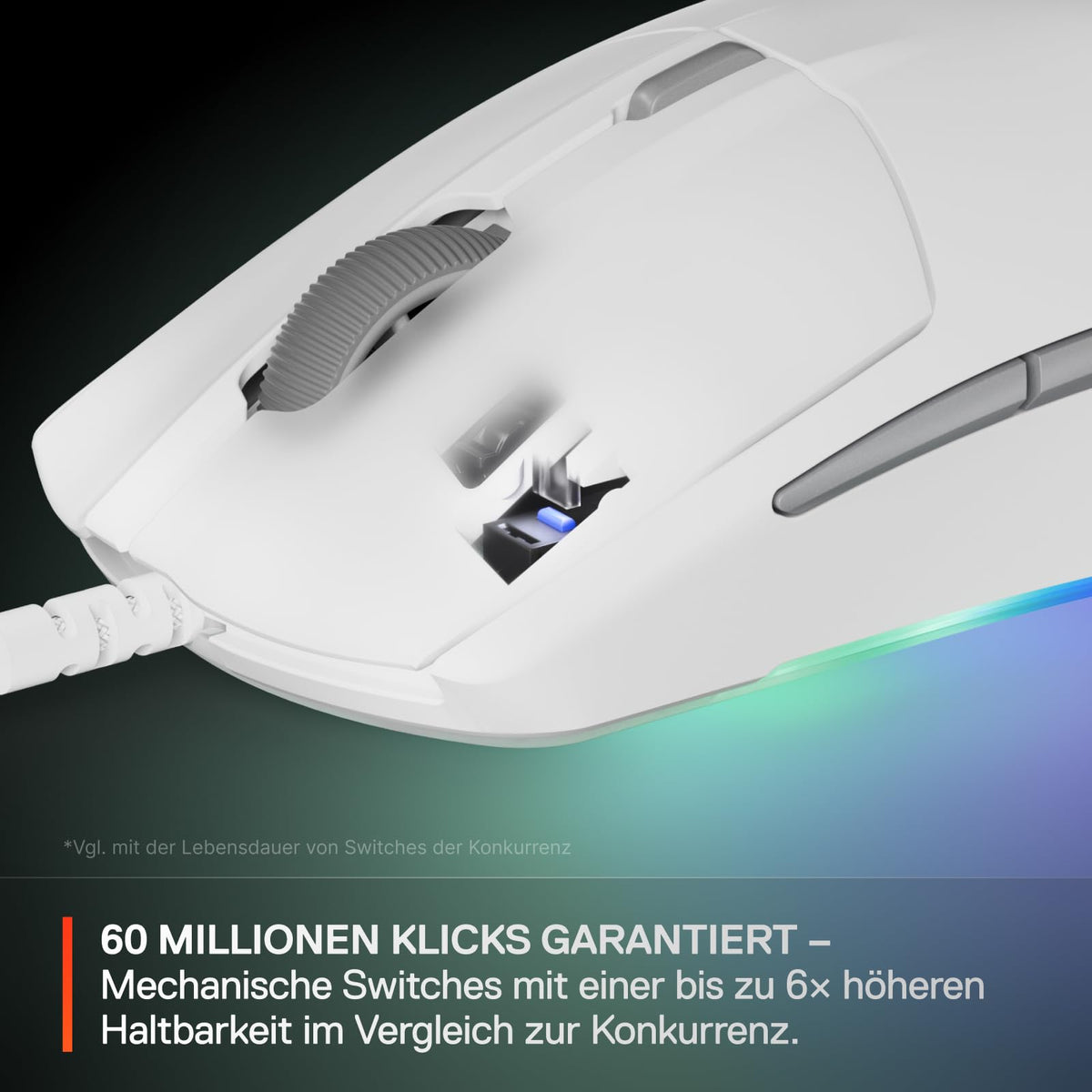 SteelSeries Rival 3 Gen 2 Mouse de gaming – senzor optic TrueMove Core de 8.500 DPI – 60 milioane de clicuri garantate – latență scăzută – 77 g greutate – picioare de PTFE – RGB - Alb - 62516