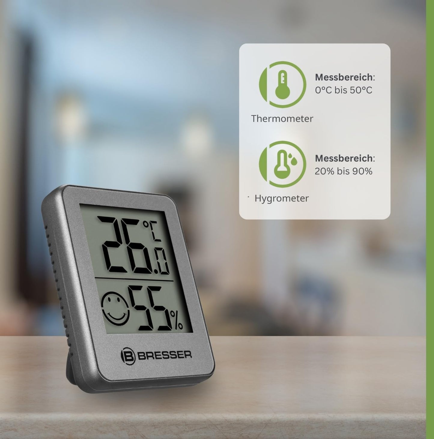 Bresser set of 6 thermometer hygrometers - digital room thermometer for checking indoor humidity - 7000015MGU000