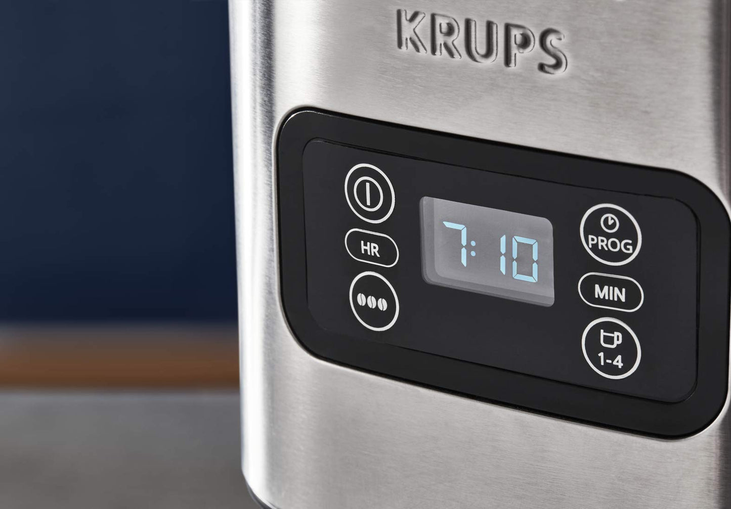 Krups KM480D Excellence Stainless Steel Programmable Filter Coffee Machine, 24-hour timer, brew strength selection water head, pre-infusion mode, anti-drip system, 1.25 L capacity, 15 cups - KM480D10