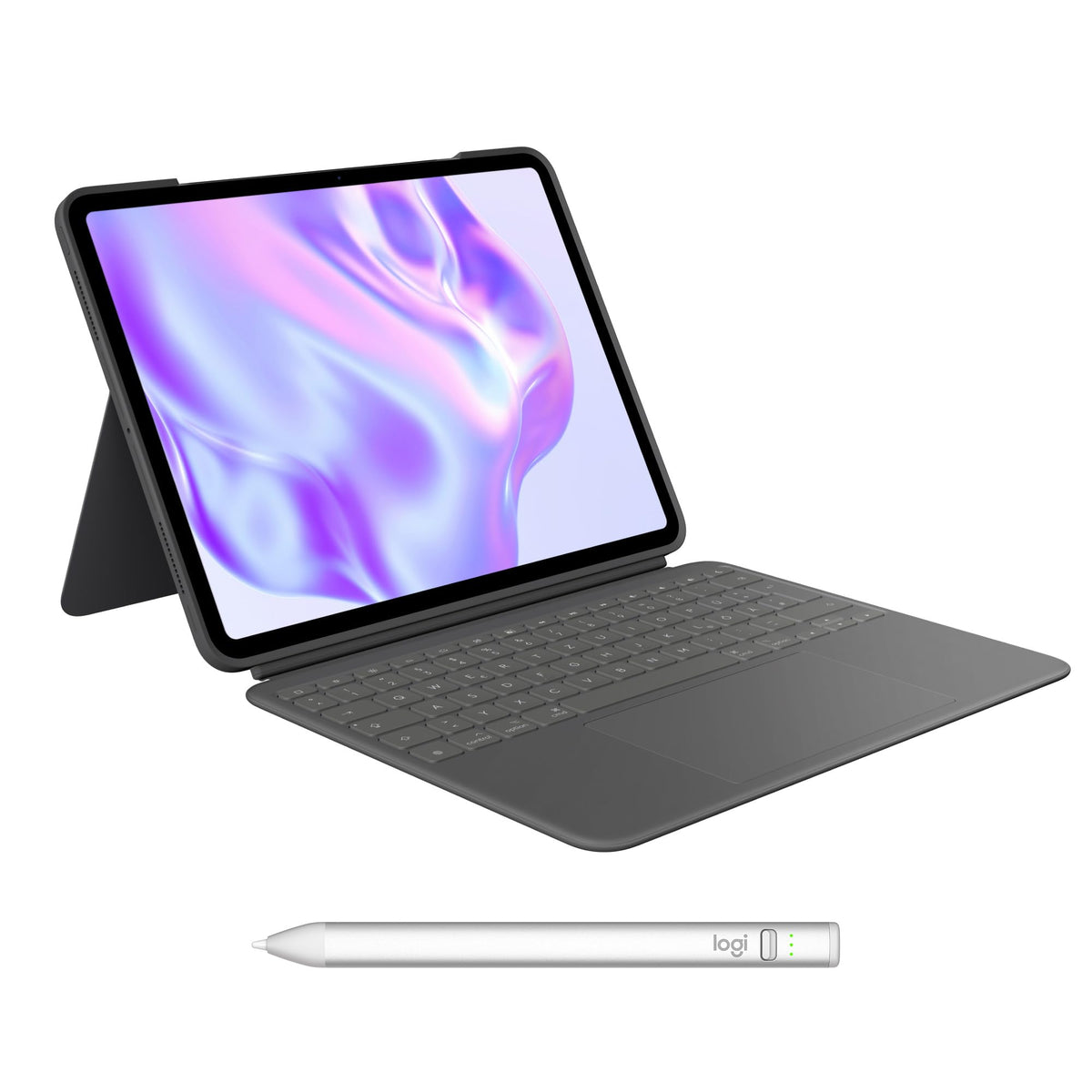 Logitech Combo Touch iPad Pro 13 inch (M4) Keyboard Case Crayon Digital Stylus (from 2018), German QWERTZ Layout, Graphite - 13-inch
