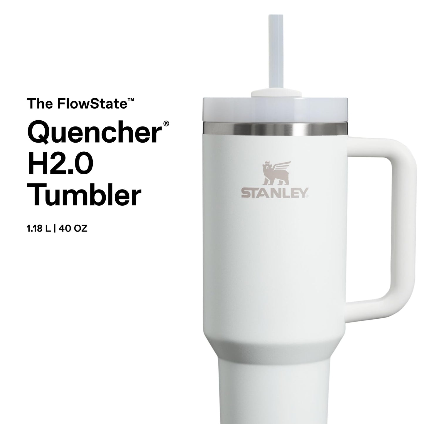 STANLEY 1913 Quencher H2.0 Flowstate Drinking Bottle with Straw 1.2L - Thermo Mug Cools 11 Hours - 48 Hours Ice Cooled - Thermos Bottle BPA Free - Stainless Steel Drinking Cup - Frost - 100000144087