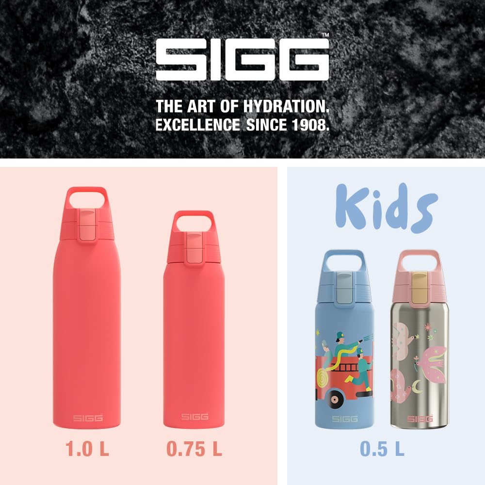 SIGG - Insulated drinking bottle - Thermos bottle Shield Therm One Watermelon - carbonated drinks - leak-proof - dishwasher safe - BPA-free - 90% recycled stainless steel - pink - 0.75L - 6218.30