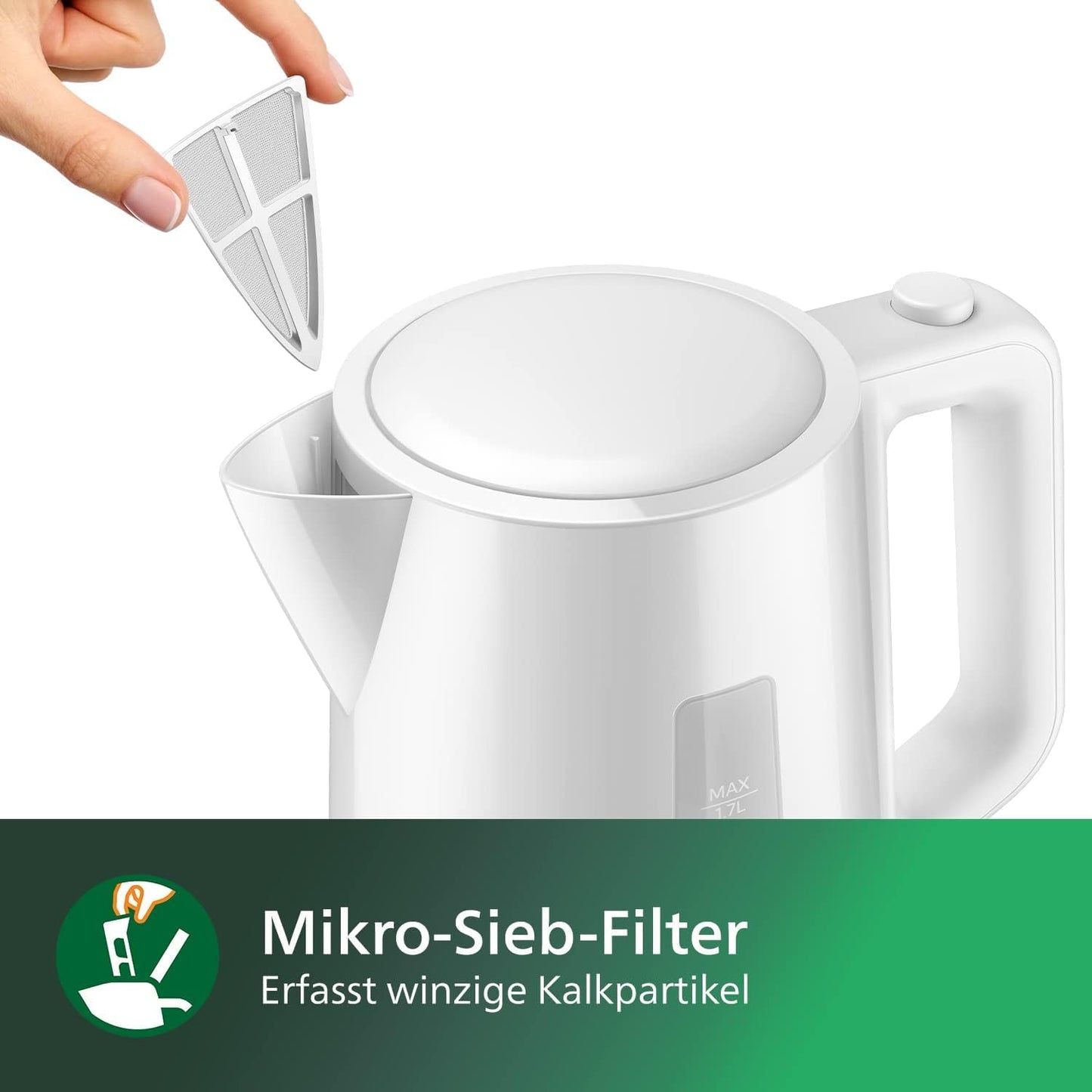 Philips kettle - 1.7 L capacity with control display, pirouette base, white (HD9318/00)