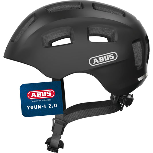 ABUS Youn-I 2.0 bicycle helmet - with light for children, teenagers and young adults - for girls and boys - matt black, size S - 40150