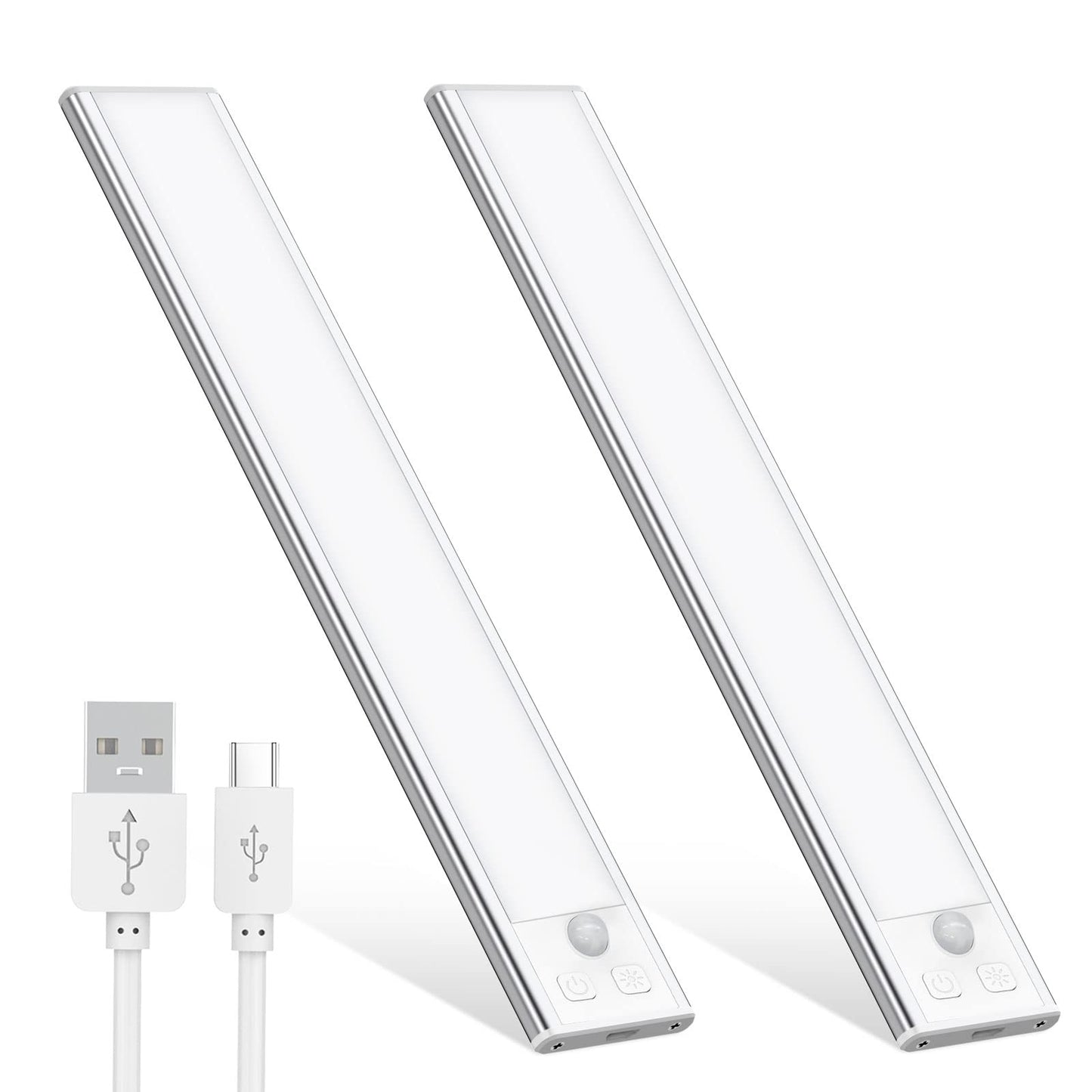 Under-Unit Light Kitchen LED 20.5 cm Cabinet Lighting with Motion Sensor Continuously Dimmable Under-Unit Strip LED Strip 1000 mAh Rechargeable Night Light for Kitchen Stairs Mirror Cabinet Bookshelf Pack of 2 - GLS-C015