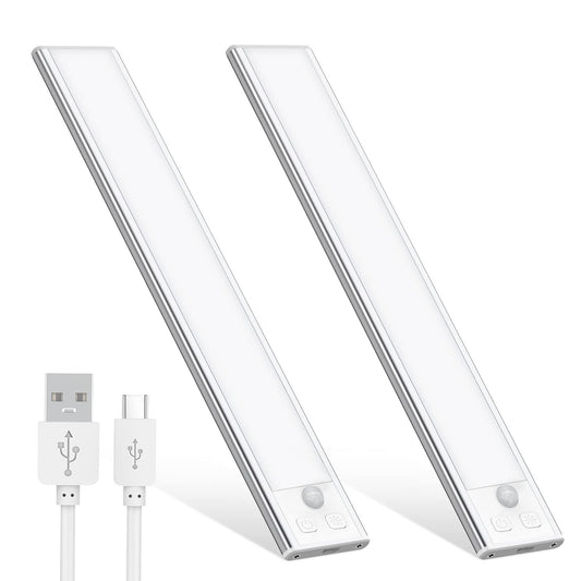 Under-Unit Light Kitchen LED 20.5 cm Cabinet Lighting with Motion Sensor Continuously Dimmable Under-Unit Strip LED Strip 1000 mAh Rechargeable Night Light for Kitchen Stairs Mirror Cabinet Bookshelf Pack of 2 - GLS-C015