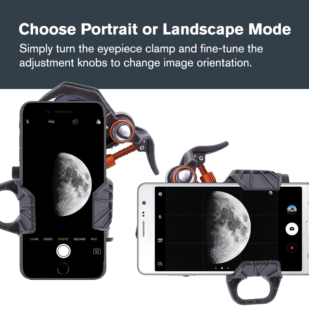 Celestron 81057 NexYZ DX 3-Axis Smartphone Adapter Set with Bluetooth Remote Shutter - Capture images and videos through your telescope, spotting scope, binoculars, monocular and microscope, Black