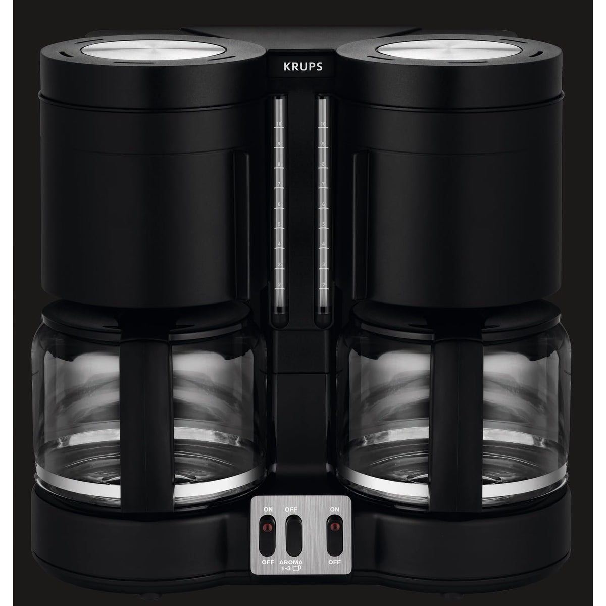 KRUPS Filter Coffee Machine Duothek Plus, Combination Automatic, 2 Independent Brewing Systems, Coffee and Tea, 2 x 10 Cups, 2 Swing Filters with Drip Stop, 2 Separate Water Level Indicators, Black, KM8508 - KM850811