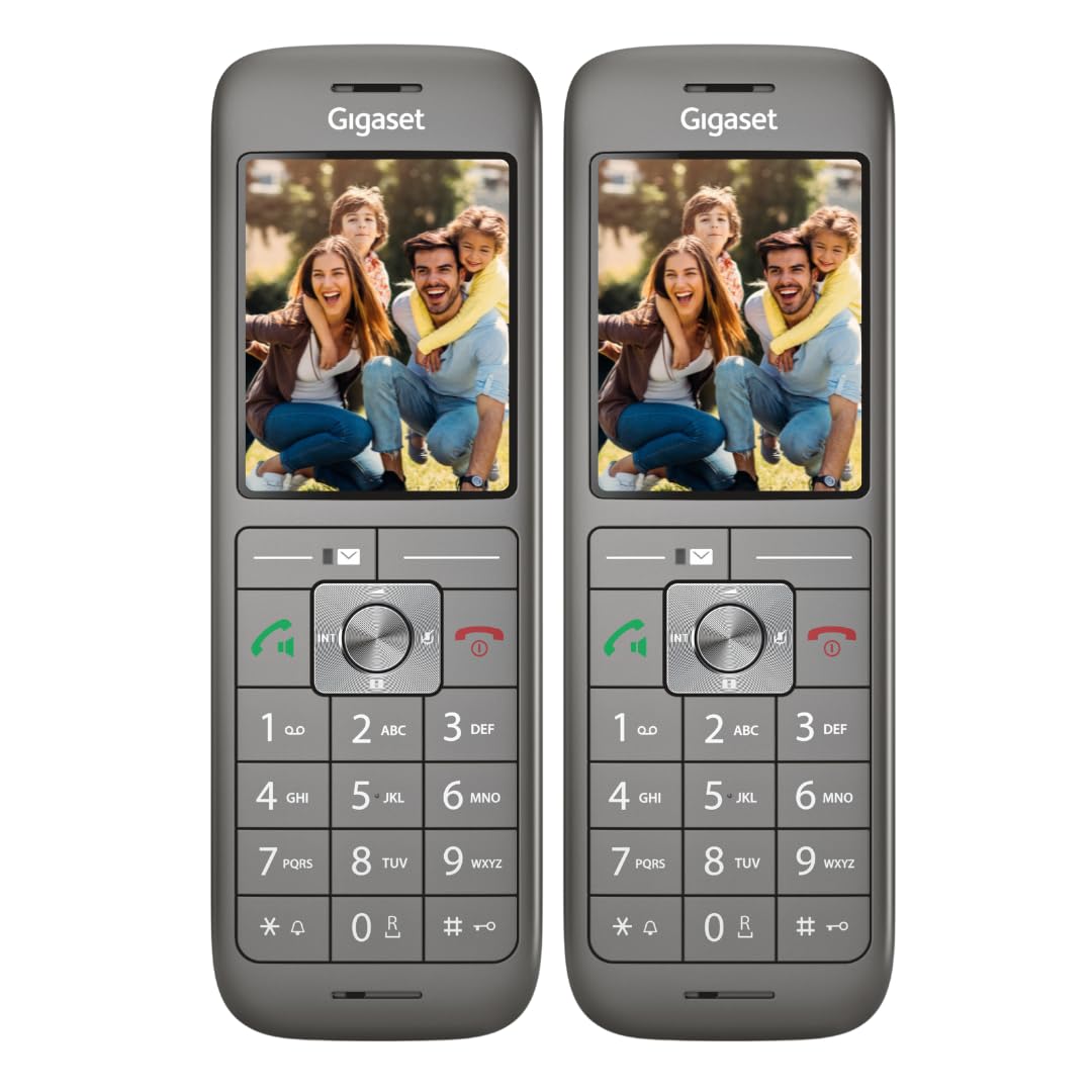Gigaset CL660HX DUO - 2 design DECT handset with charging cradle - Fritzbox compatible - high-quality cordless telephone for router and DECT base, anthracite metallic [German version][Without base] - L36852-H2862-B101