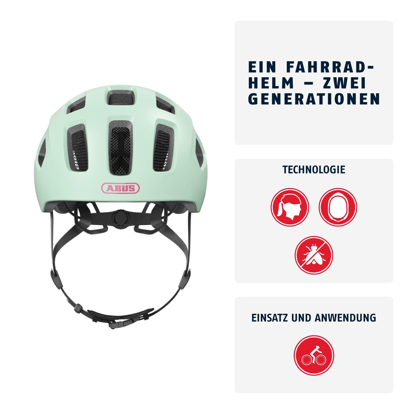 ABUS Youn-I 2.0 bicycle helmet - with light for children, teenagers and young adults - for girls and boys - mint, size M - BA-A-761