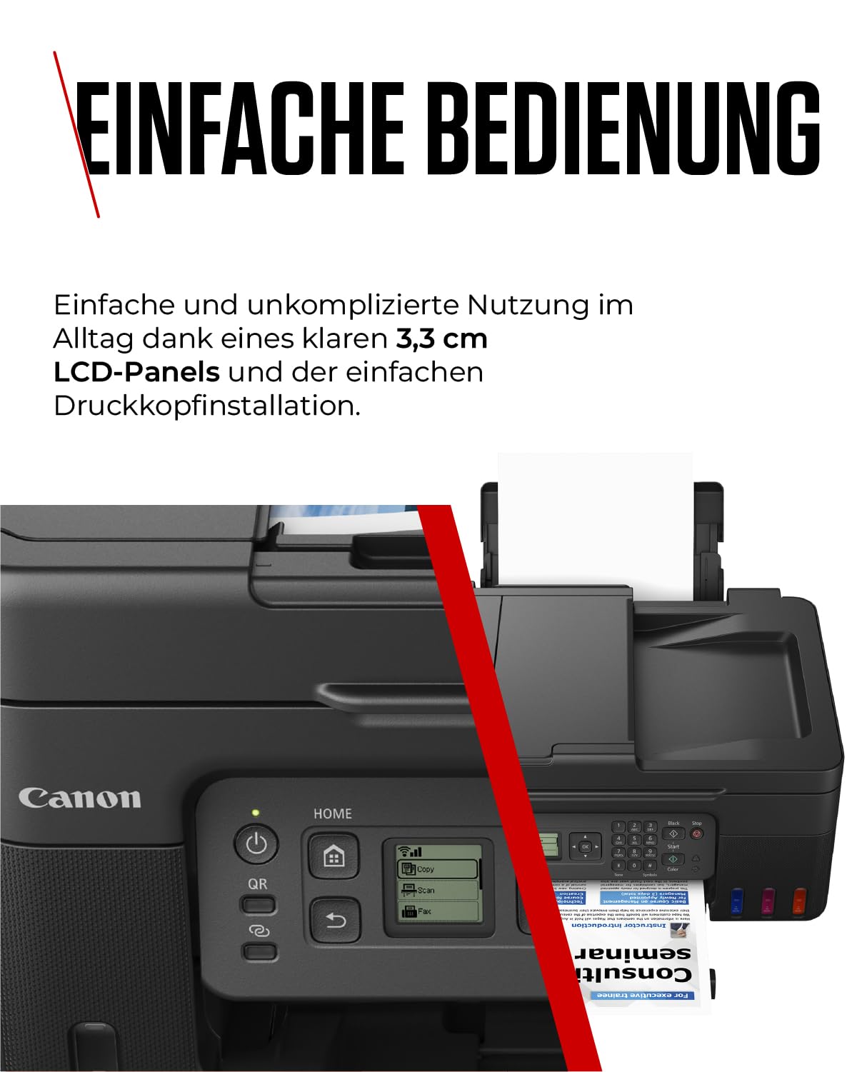 Canon PIXMA G4570 MegaTank 4-in-1 Multifunction Device A4 (Scanner, Copier, Printer, Fax, ADF, Color Inkjet Printer, USB, WiFi, Print App, Cloud, LCD Display), black/grey - 5807C006