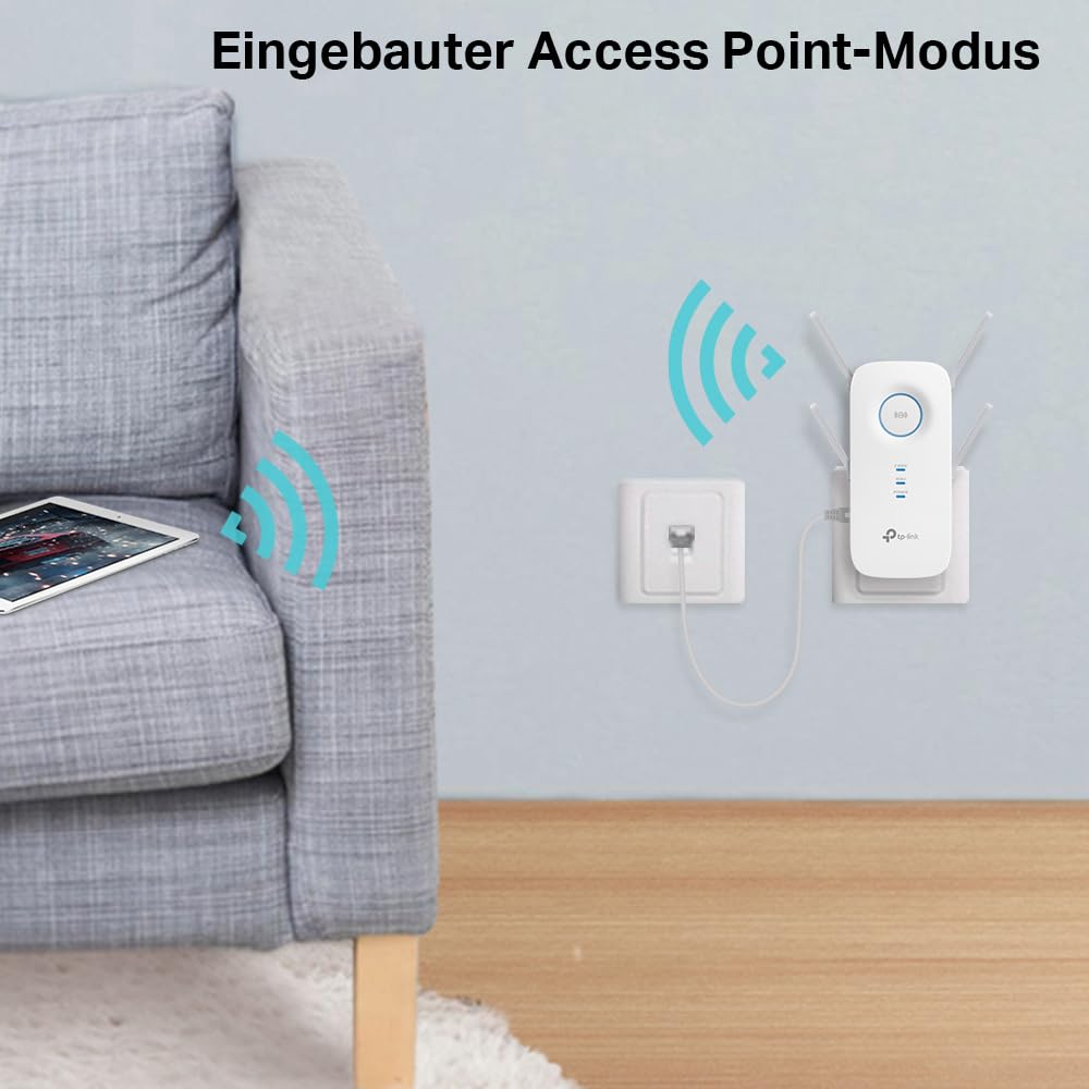 TP-Link RE655 WLAN amplifier repeater AC2600, dual-band AC + N, 1733 Mbit/s 5GHz + 800Mbit/s 2.4GHz, gigabit LAN port, 4*4-MU-MIMO, app control, maximum coverage