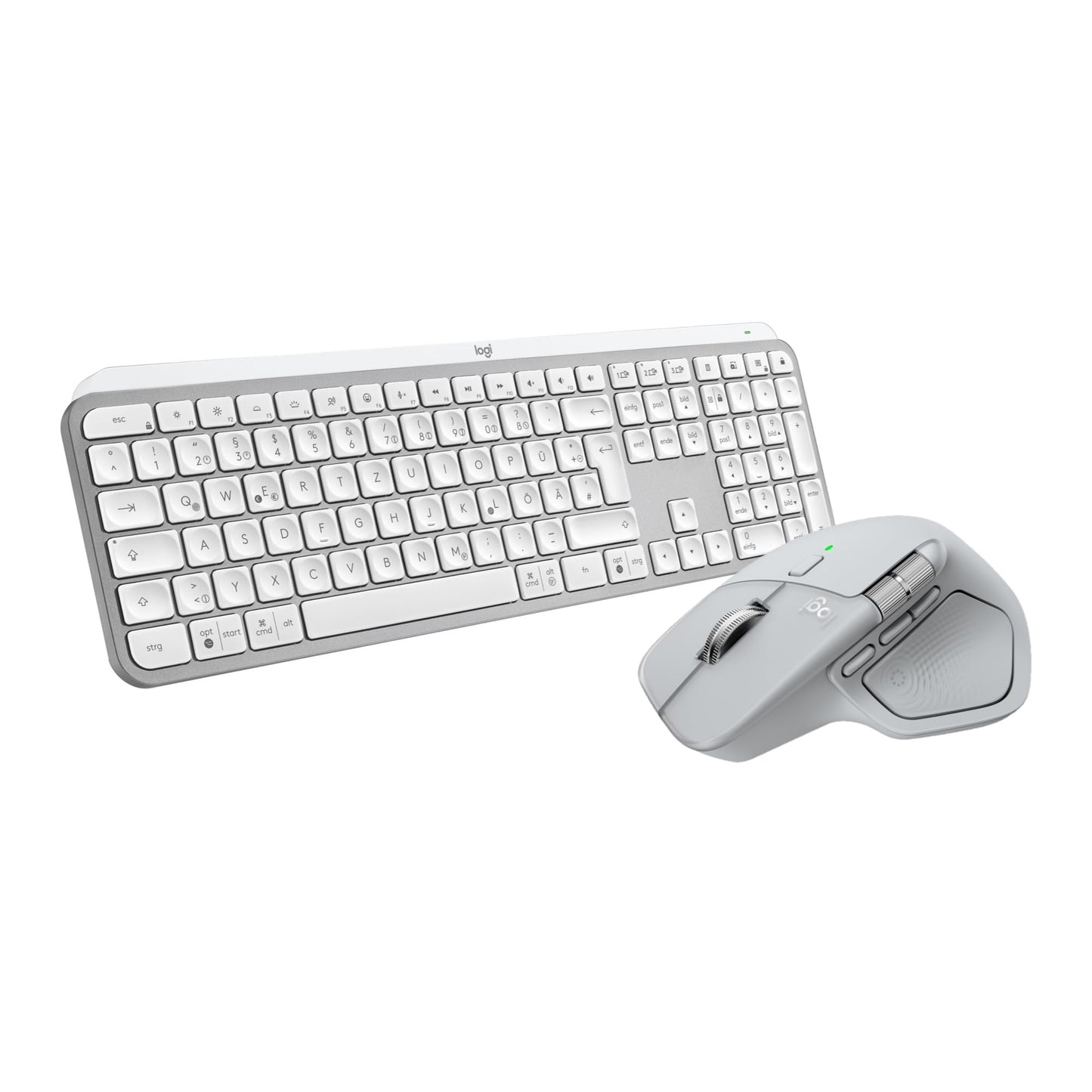 Logitech MX Master 4, ergonomic wireless mouse with advanced, high-performance, haptic feedback, ultra-fast, USB-C, Bluetooth + MX Keys S wireless keyboard, DEU QWERTZ - Light gray - 910-007564