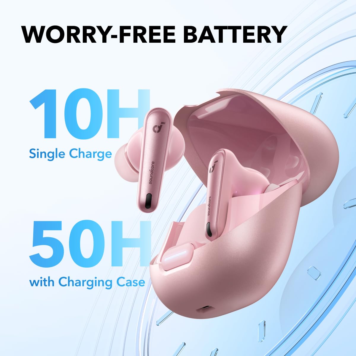 Soundcore by Anker Liberty 4 NC Wireless Earbuds with Noise Canceling, 98.5% Noise Canceling, Adaptive Noise Canceling for Ears and Surroundings (Pink) (Refurbished) - A3947
