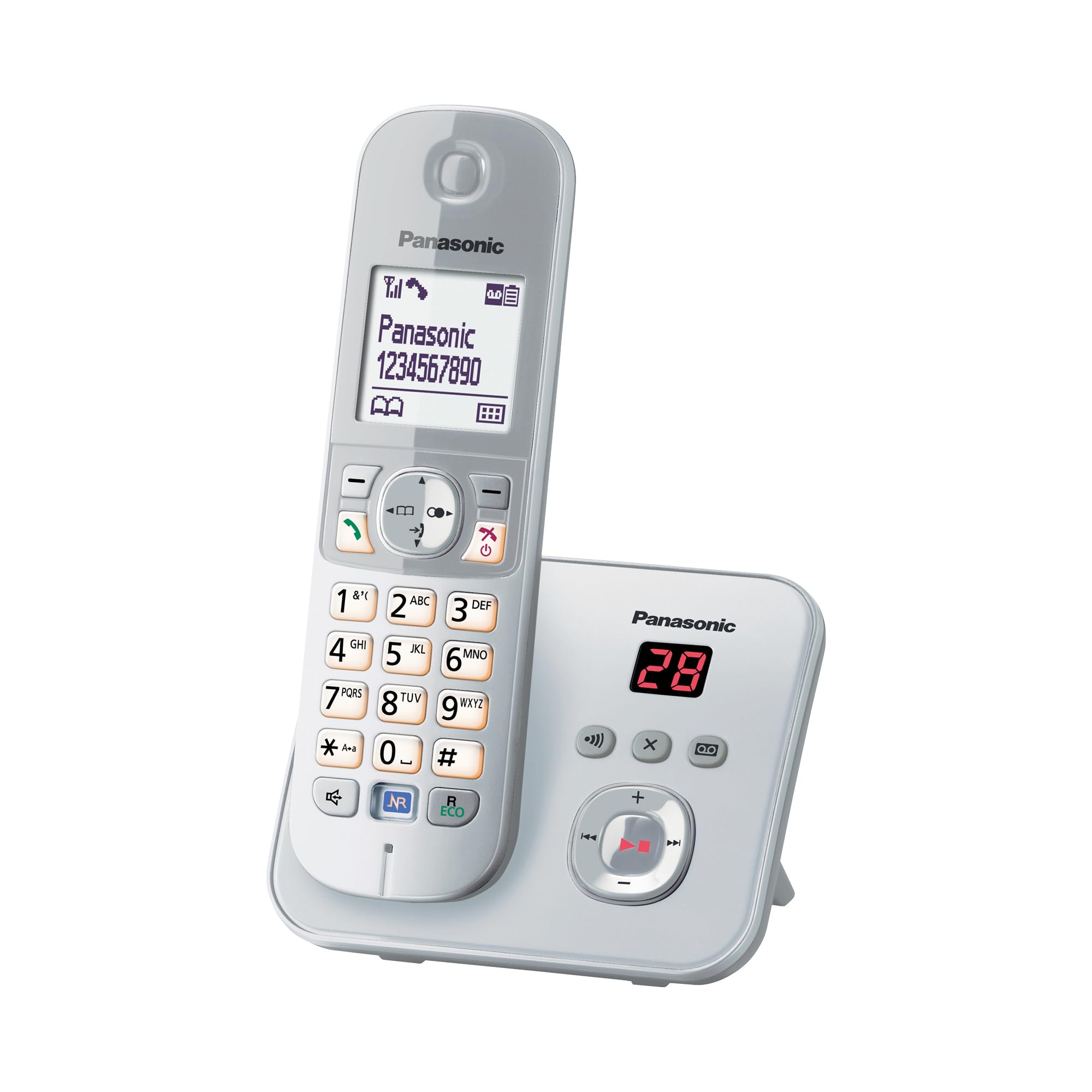 Panasonic KX-TG6821GS DECT cordless telephone with answering machine (low radiation, eco mode, gap telephone, landline, call barring) pearl silver