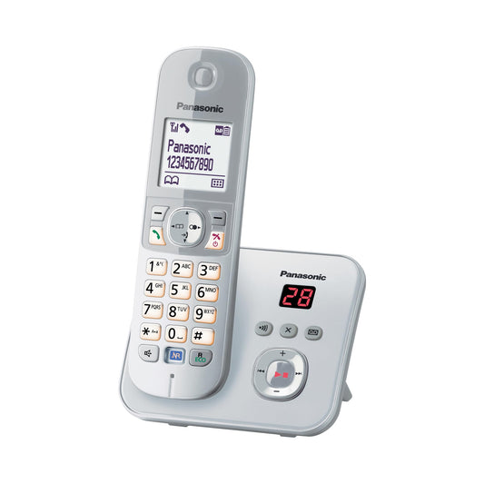 Panasonic KX-TG6821GS DECT cordless telephone with answering machine (low radiation, eco mode, gap telephone, landline, call barring) pearl silver