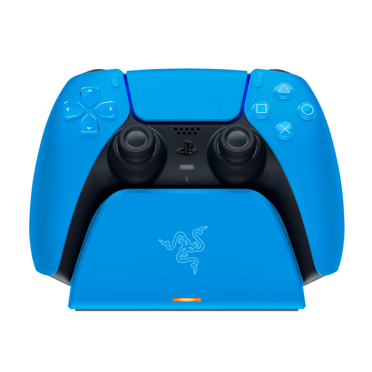 Razer Fast Charging Station - Fast charging station for PS5 wireless controllers (Fast charging, Curved shell design, One-handed operation, Charging via USB) Blue - RC21-01900400-R3M1