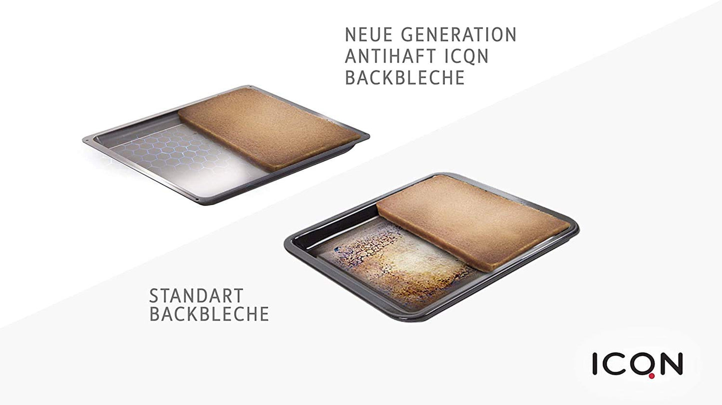 ICQN baking tray with non-stick coating 45.5 x 37.5 x 6 cm | Extra deep drip pan for oven and stove | Suitable for Bosch, Siemens, Neff, Constructa, Flavel | Non-stick | 455x375x60mm - IQ