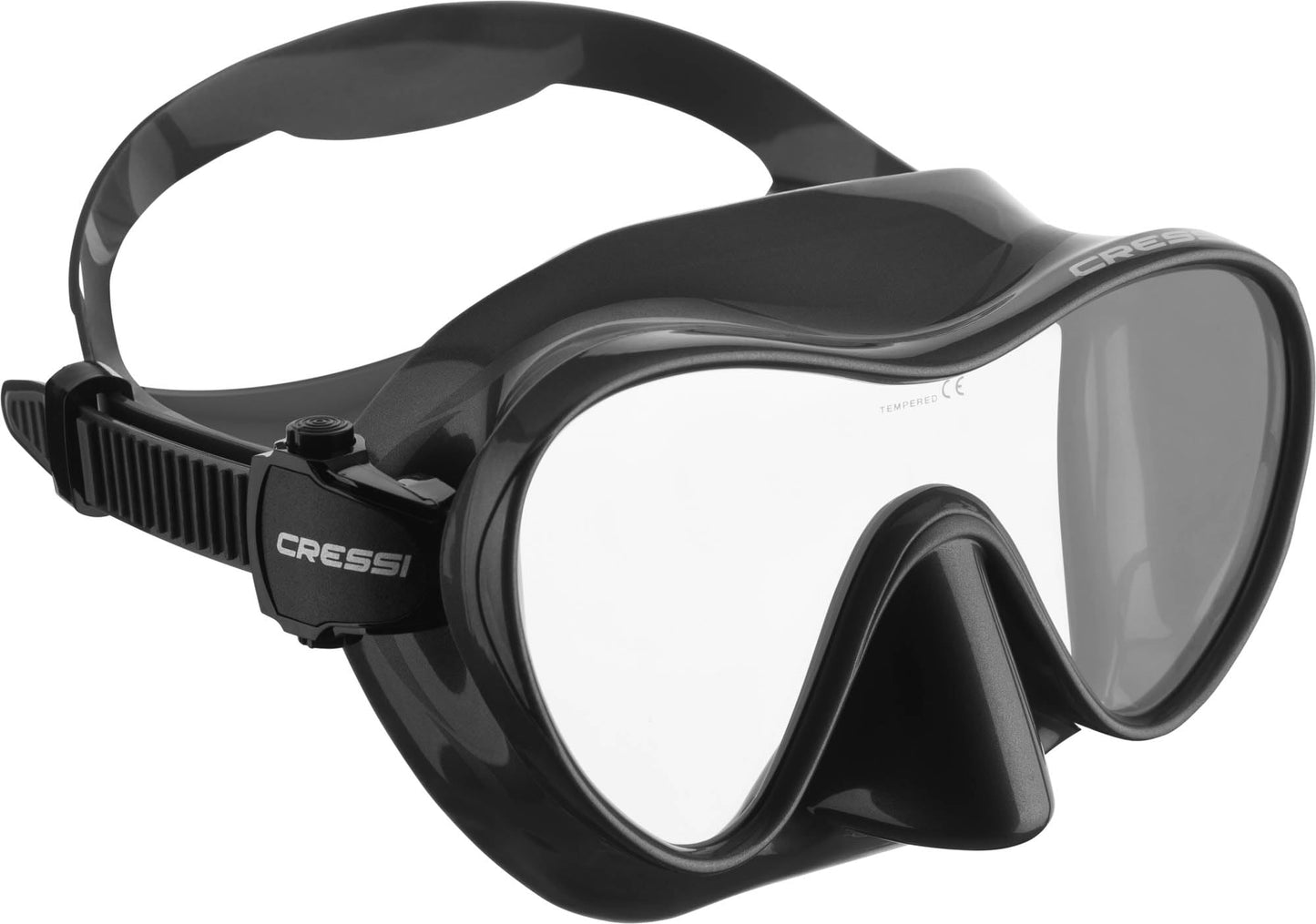 Cressi Frameless Diving Mask F1 - Fog-free Glass Lens, Diving Goggles - Ergonomic Silicone Rim, Snorkel Mask - Dry Snorkel & Snorkel Set - Silver, Black. - Mask - ZDN281051