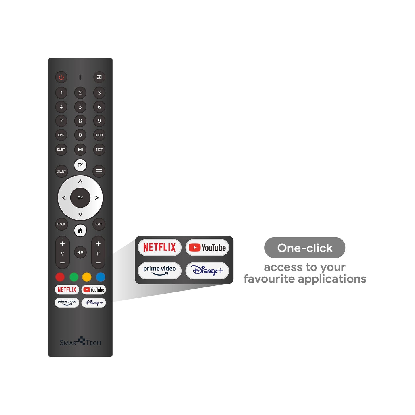 Smart Tech TV LED HD 24' (60 cm) 24HV02V VIDAA 3xHDMI 2xUSB Hotel Mode, Netflix, YouTube, Video, Disney+ - 24hv02v