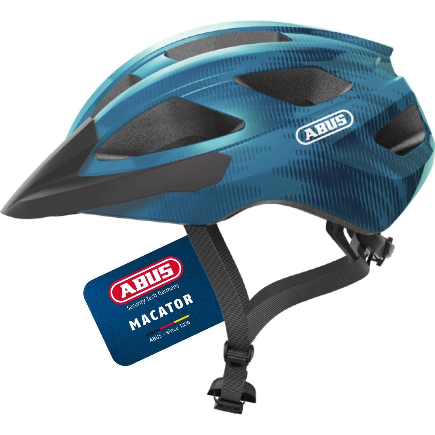 ABUS road bike helmet Macator - sporty bike helmet for beginners - also for pigtail wearers - for women and men - blue, size M - 87243