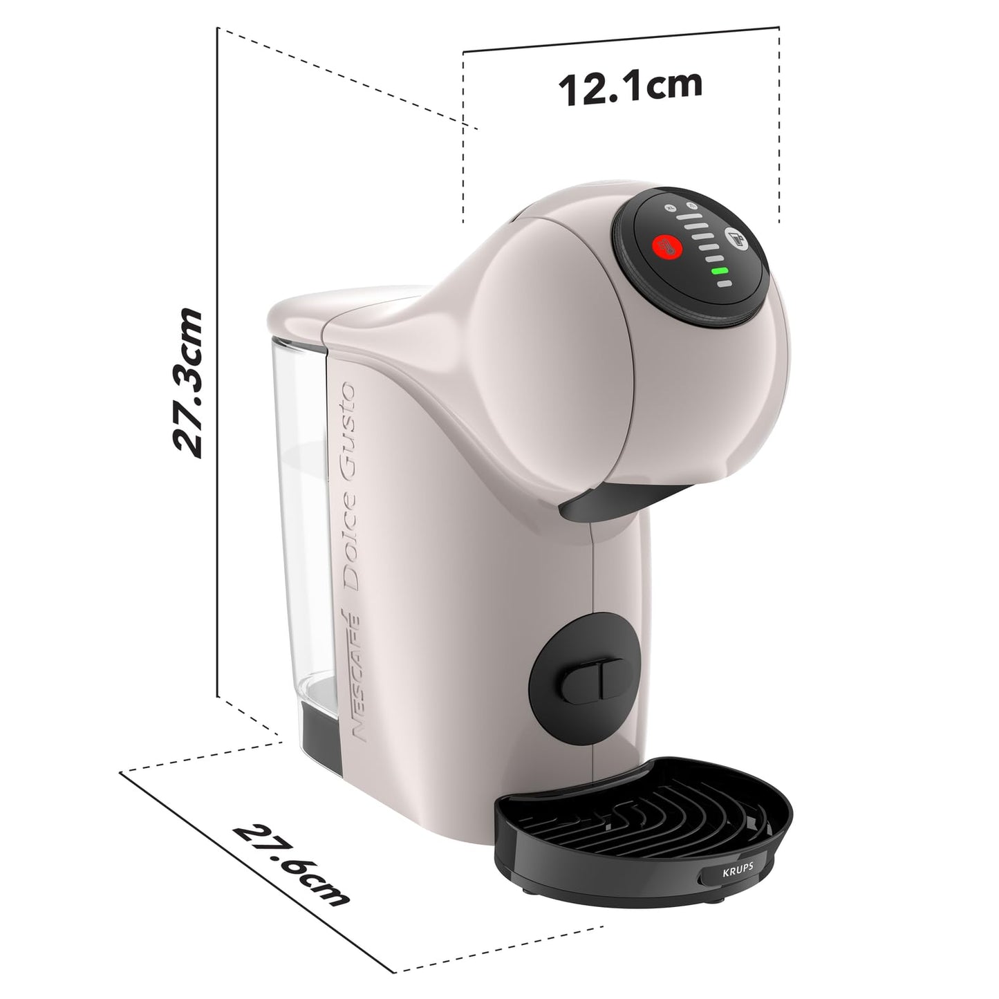 NESCAFÉ DOLCE GUSTO Genio S coffee capsule machine, removable water tank 0.8 liters, hot and cold drinks, 1500 watts, 15 bar pump pressure, eco mode, particularly compact, taupe, KP243AF0