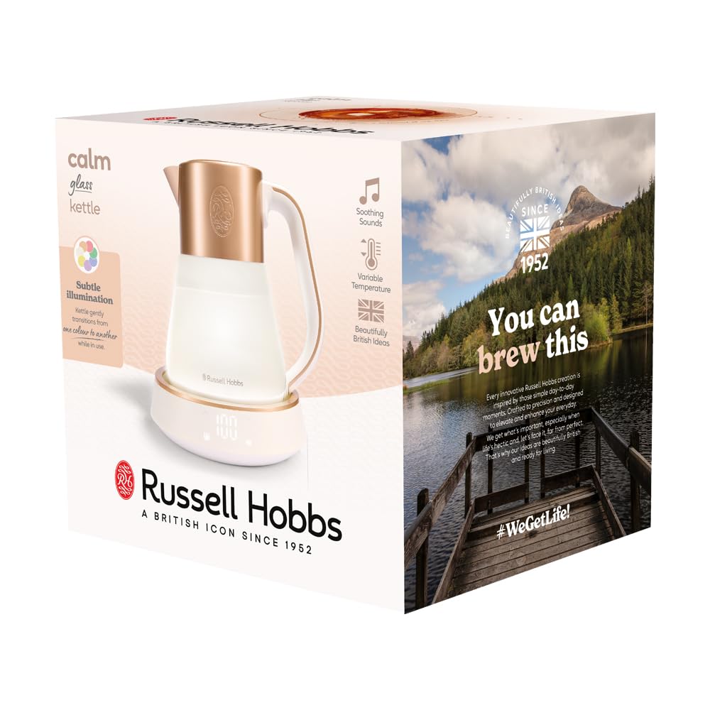 Russell Hobbs Calm Fierbător de apă din sticlă, 1,7 l, Calm, Setare temperatură - 27450-70