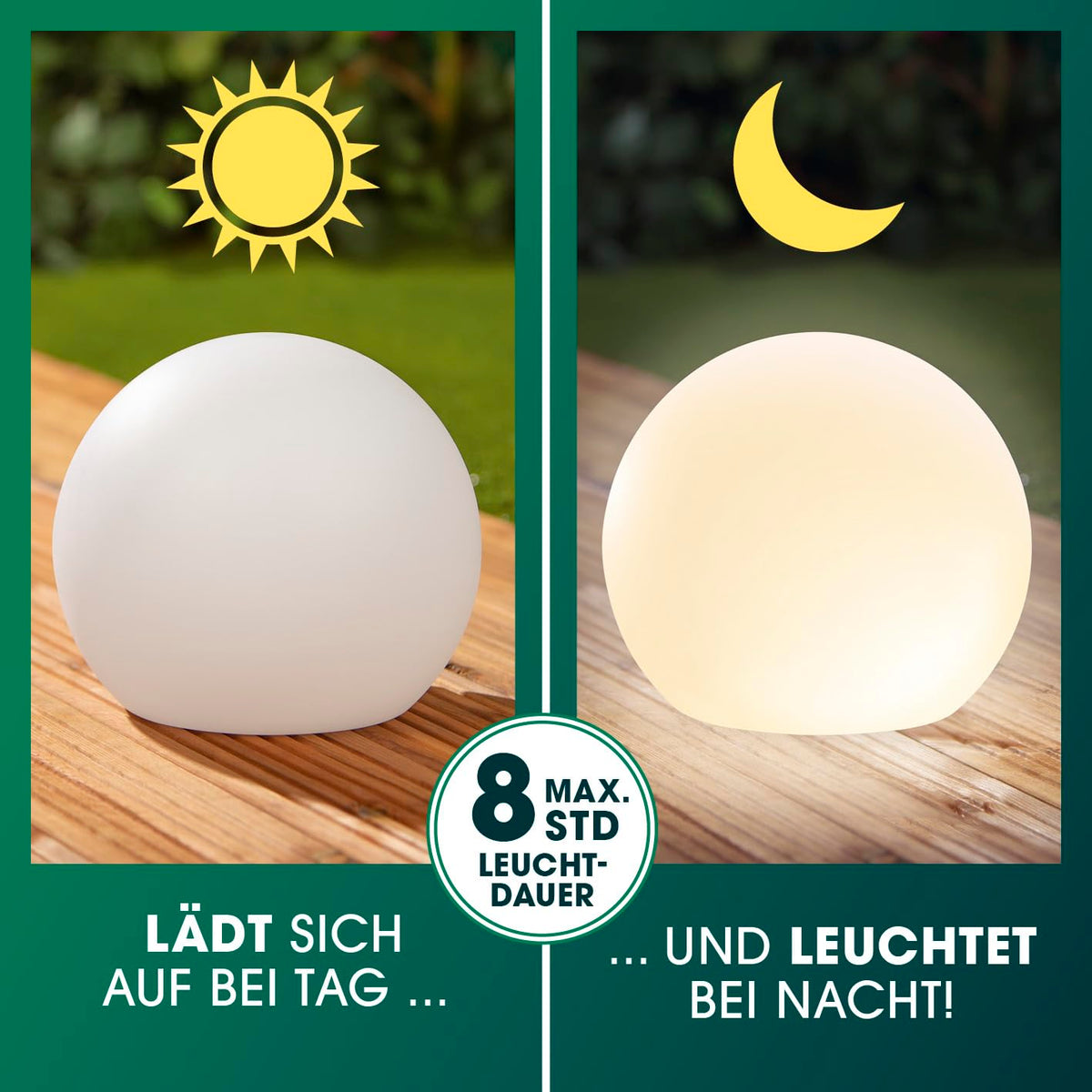 EASYmaxx LED solar light ball 40 cm | Solar light - atmospheric color change for beautiful lighting effects indoors and outdoors Solar light including remote control | Solar light LED + 5 light modes - 19660