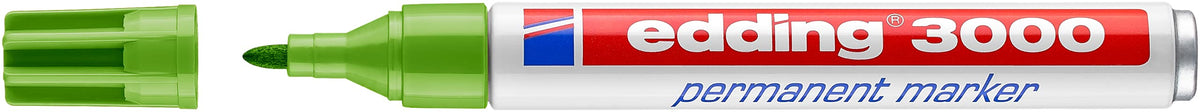 edding 3000 permanent marker - light green - 10 pens - round tip 1.5-3 mm - quick-drying permanent marker - waterproof, smudge-proof - for cardboard, plastic, wood, metal - universal marker - 4-3000011
