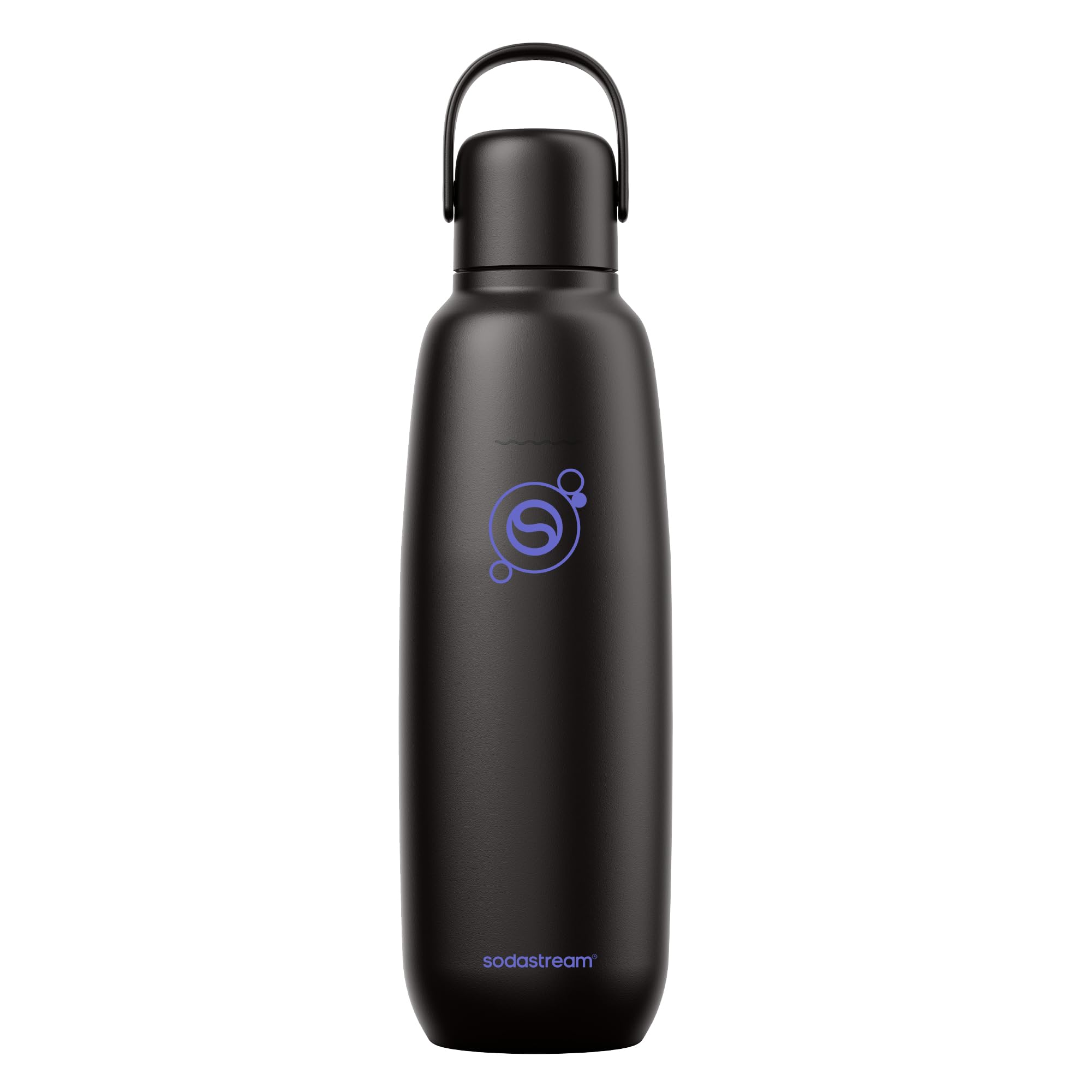 sodastream Fizz & Go, sticlă din oțel inoxidabil pentru băuturi carbogazoase, 0.9 l, termos izolat cu pereți dubli, menține cald și rece, pentru băuturi carbogazoase, compatibil cu DUO, TERRA, ART, ENSO și multe altele, negru - 1062413440