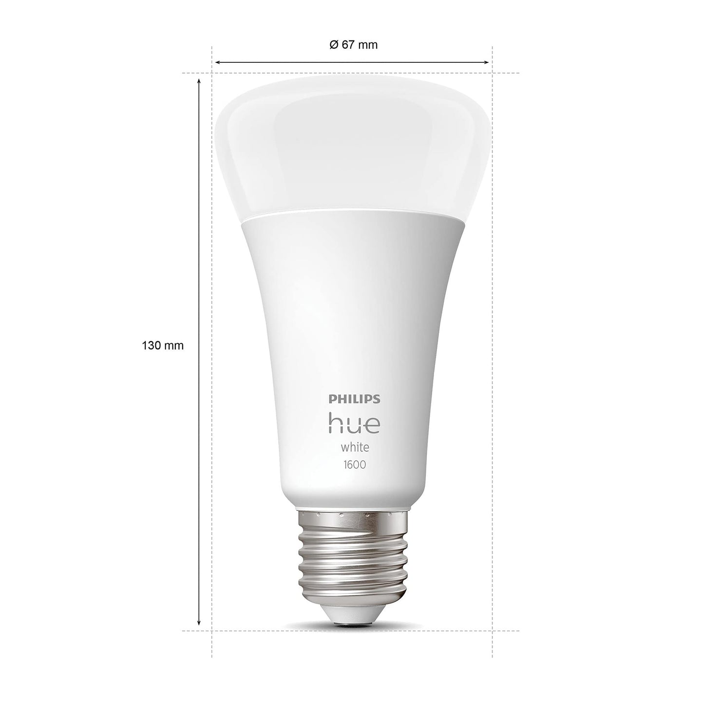 Philips Hue White E27 LED light bulb, 1600lm, warm white, dimmable, controllable via app, compatible with Amazon Alexa (Echo, Echo Dot), old generation - 929002334904