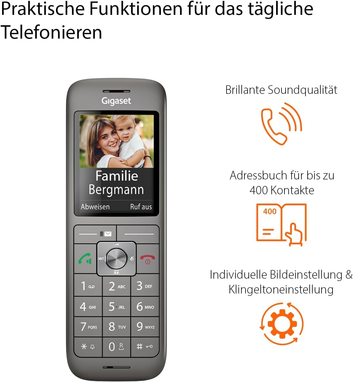 Gigaset CL660HX - design DECT handset with charging cradle - Fritzbox compatible - high-quality cordless telephone for router and DECT base, anthracite metallic [German version] [Without base]