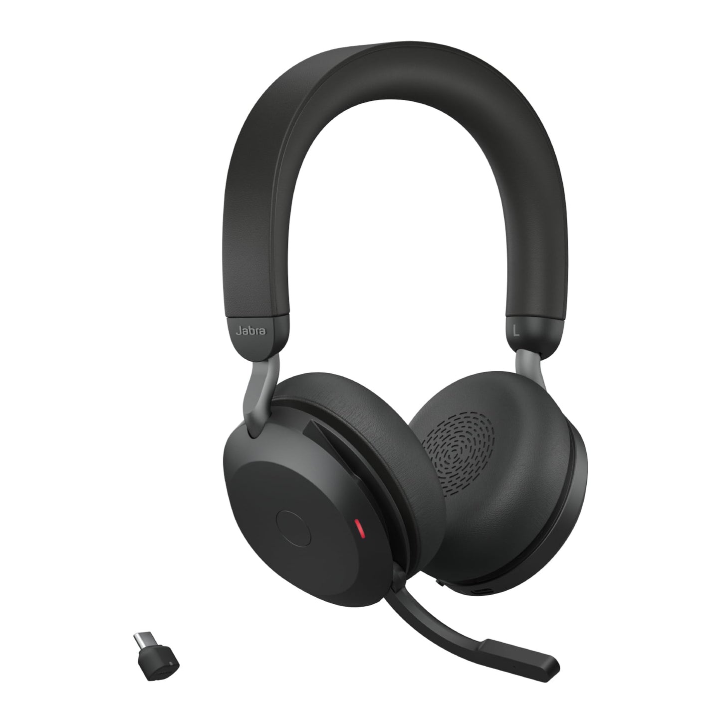 Jabra Evolve2 75 Wireless PC Headset with Charging Dock, 8-Micro Technology - Dual Foam Stereo Headphones with Advanced Active Noise Cancellation, USB-C Bluetooth Adapter and UC Compatibility - Black - 27599-989-889