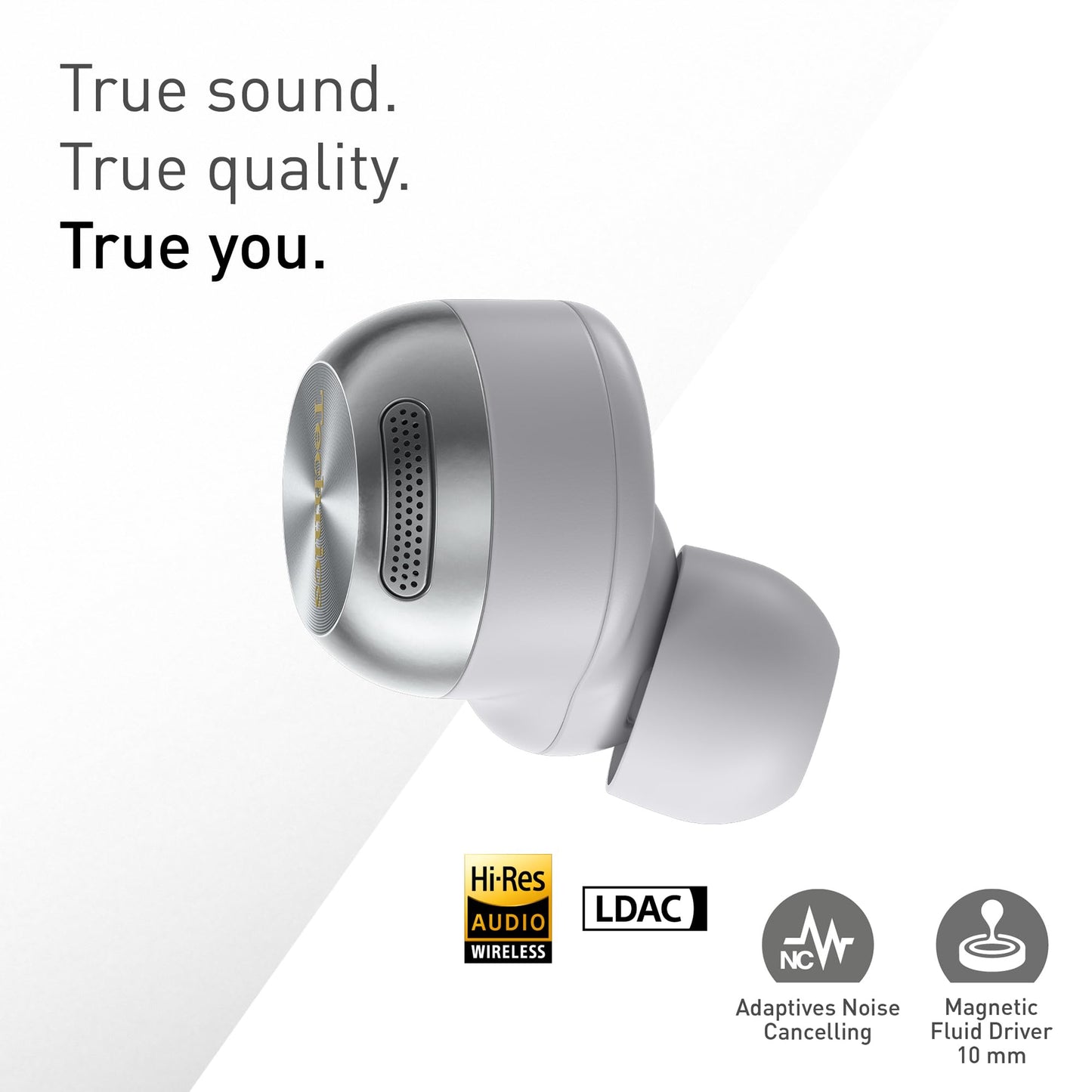 Technics EAH-AZ100E-S Wireless Noise Canceling Headphones, Comfortable In-Ear Headphones, Multipoint Bluetooth, Voice Focus AI, Silver