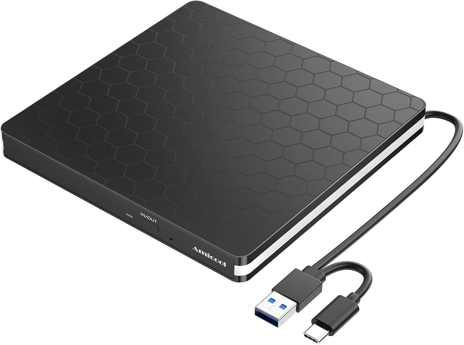 Amicool External DVD Drive, USB 3.0 Type-C CD DVD +/-RW Optical Drive USB C Burner Slim CD/DVD ROM Rewriter Writer Reader Portable for PC Laptop Desktop MacBook Mac Windows 7/8.1/10 Linux OS Apple - BT686