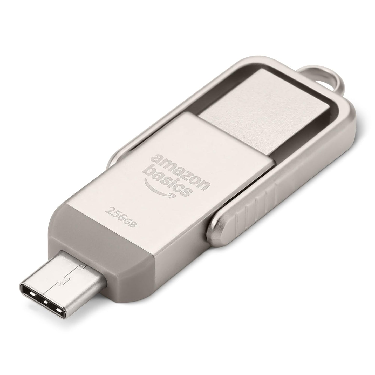 Amazon Basics USB memory stick, USB stick with two ports (USB-C and USB-A), 256GB, champagne silver - LS25USBC256G1