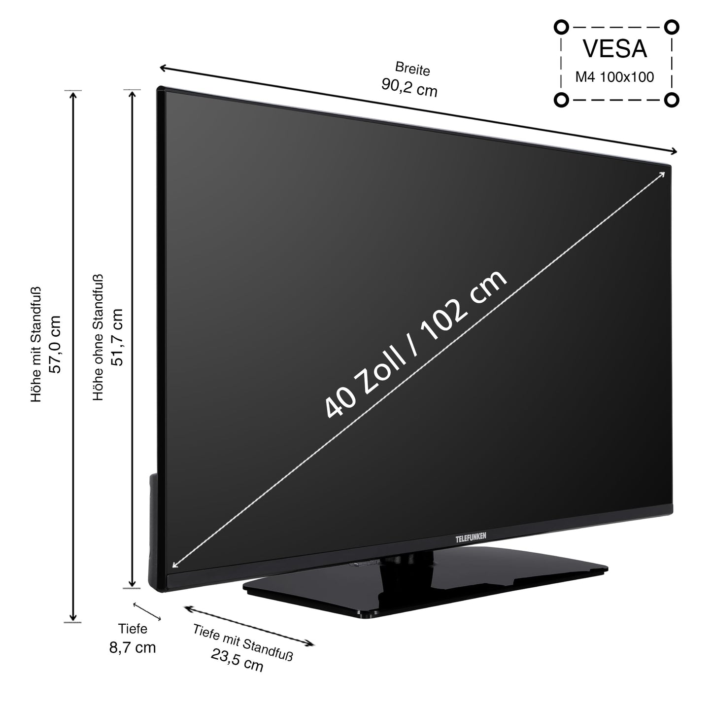 TELEFUNKEN XF40N750M 40 inch TV Full HD TV with 102 cm screen diagonal and integrated triple tuner, LED TV black (2026)