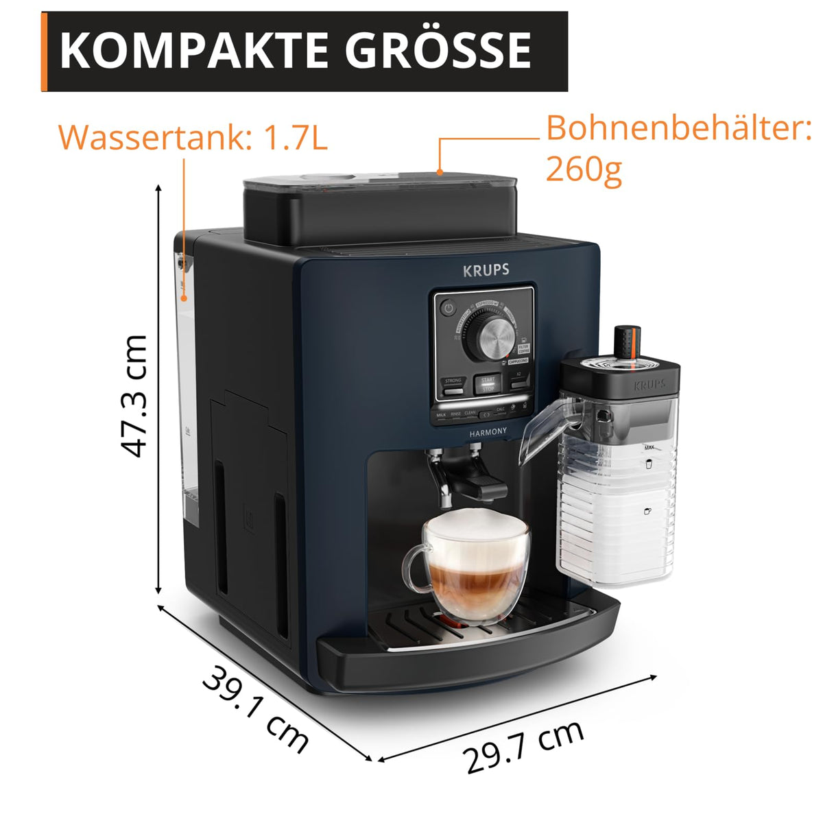 KRUPS Harmony Milk Fully Automatic Coffee Machine, 5 Coffee Specialties - EA5094E0