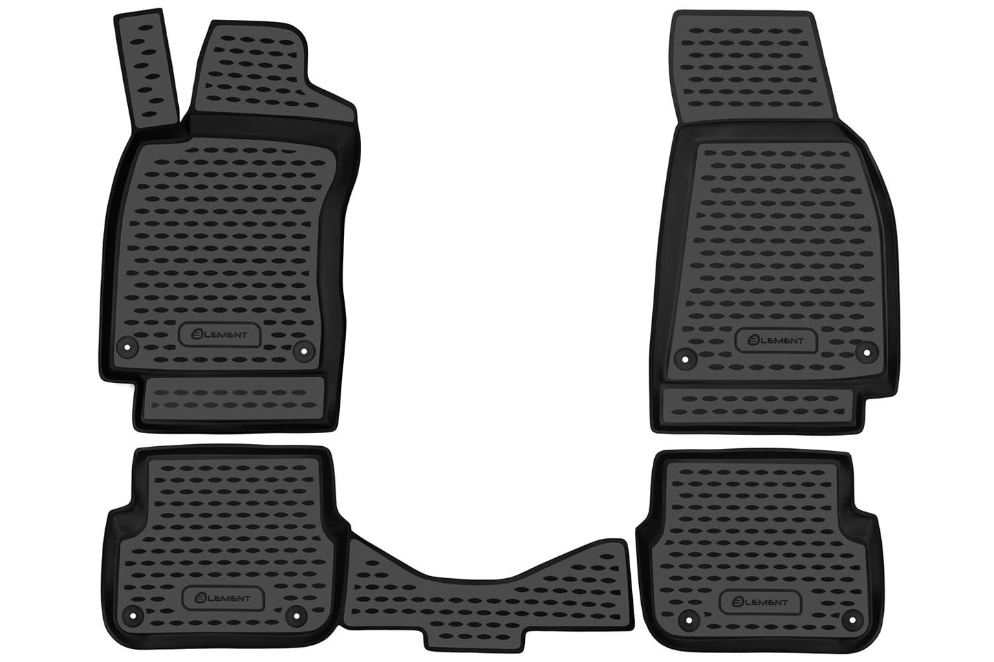 Element 3D rubber floor mats suitable for Skoda Octavia II (Typ 1Z) | 100% custom-fit all-weather floor mats made of TPE, high edge, waterproof, non-slip, odorless - SKODA