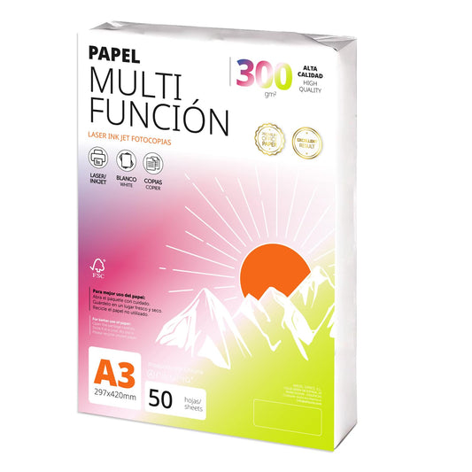 A3 Paper 300g 50 Sheets, Multifunctional Paper for Printers, Paper for Projects, Illustration, Lettering, Professional Creative Projects, A3 Office Paper, School Supplies - Ofituria (300g, 50 Sheets) - COM0574