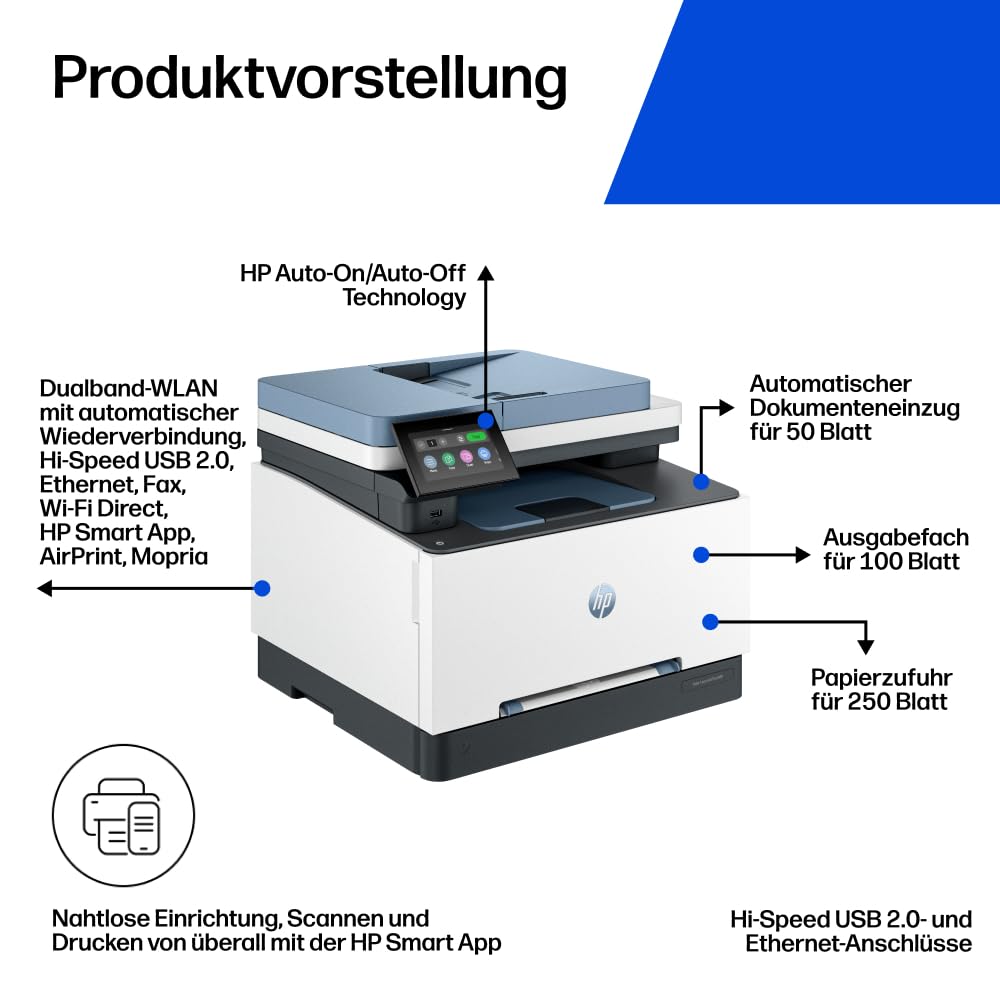 HP Color LaserJet Pro MFP 3302sdwg multifunction color laser printer, automatic two-sided printing, high print speed, touchscreen, Wi-Fi, Ethernet, USB, Wolf Pro Security - 759V0F#ABD
