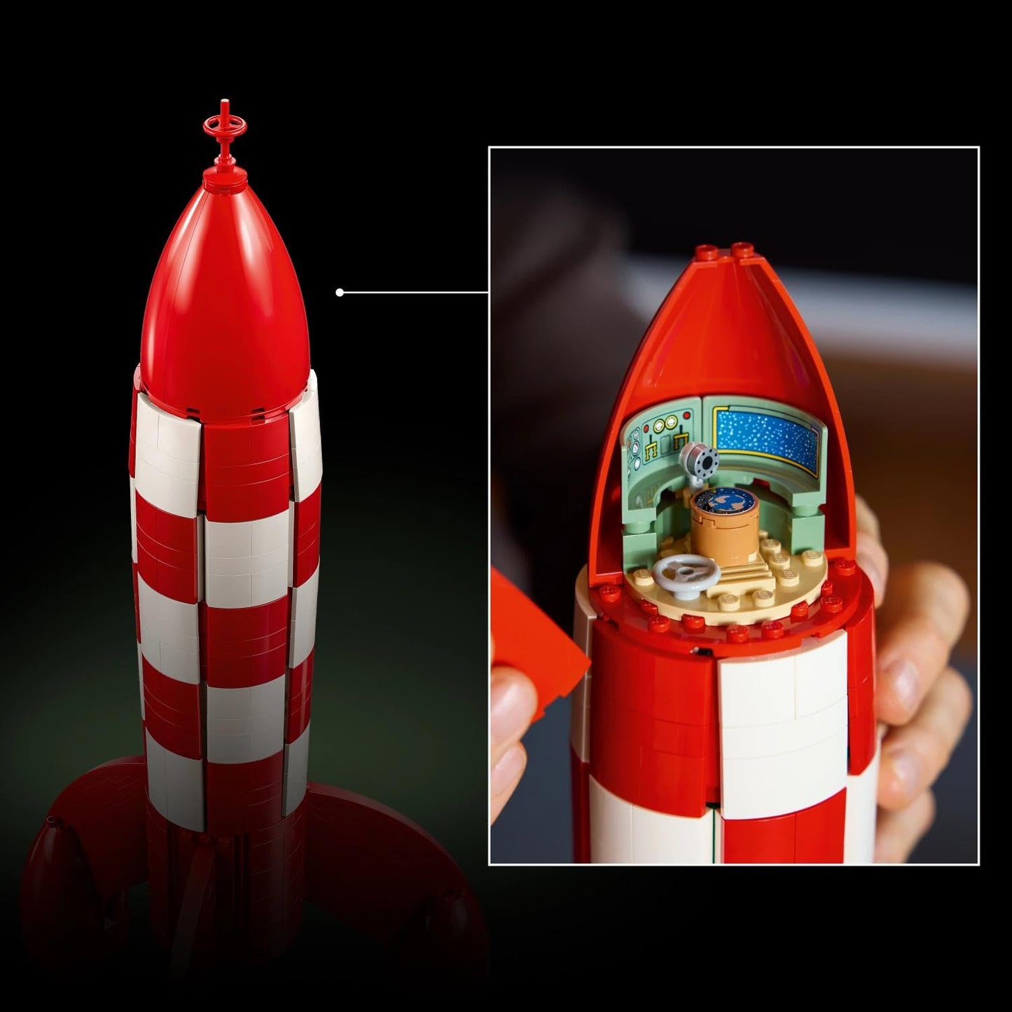 LEGO Ideas Tintin's moon rocket - spaceship model building for adults - display set with 5 minifigures and the dog figure Struppi for DIY decoration - gift idea for fans - 21367