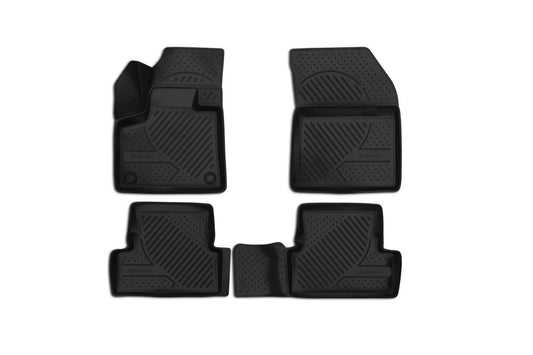Element 3D rubber floor mats suitable for Peugeot 3008 Mk2 | 2016-2024 | automatic transmission | 100% custom-fit all-weather floor mats made of TPE, high edge, waterproof, non-slip, odorless - PEUGEOT