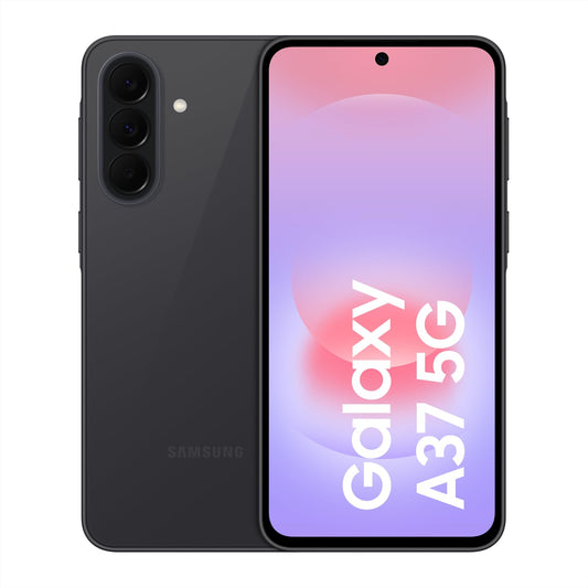 Samsung Galaxy A37 5G, Slim AI smartphone, Awesome Intelligence, 128 GB storage space, 50 MP wide-angle camera, Up to 2 days battery life, IP68, Awesome Charcoal, 2.5 year manufacturer's warranty