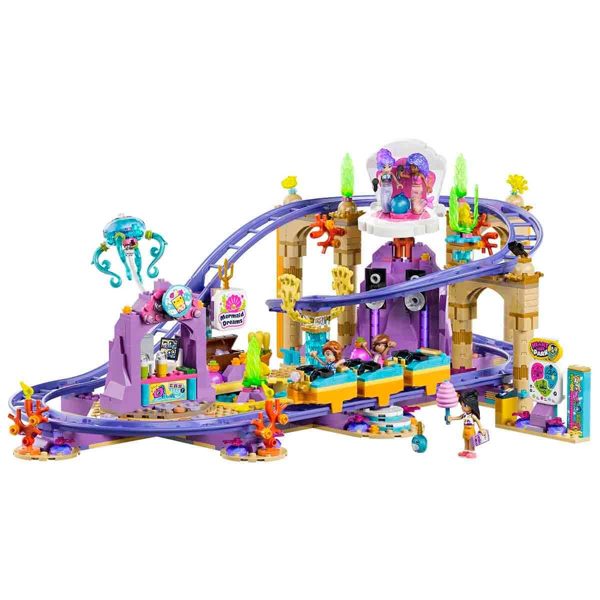 LEGO Friends Mermaid Roller Coaster - Interactive toy with 3 cars, shop, 5 minifigures and accessories - children's room decoration - gift idea for girls aged 8 and up - 42703