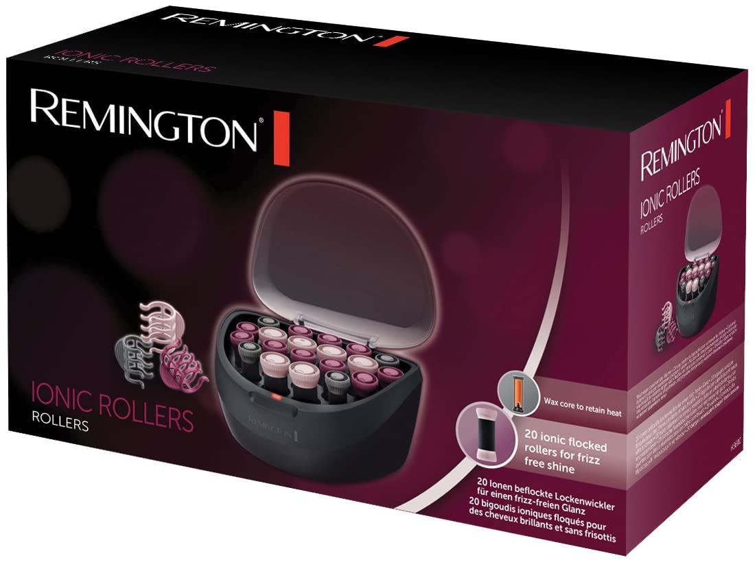 Remington Curling Rollers - electrically heatable [20 pieces in 3 sizes: 4x19mm, 10x22mm, 6x27mm] Ion technology, flocked with wax core for long-lasting heat, cool ends, H5600