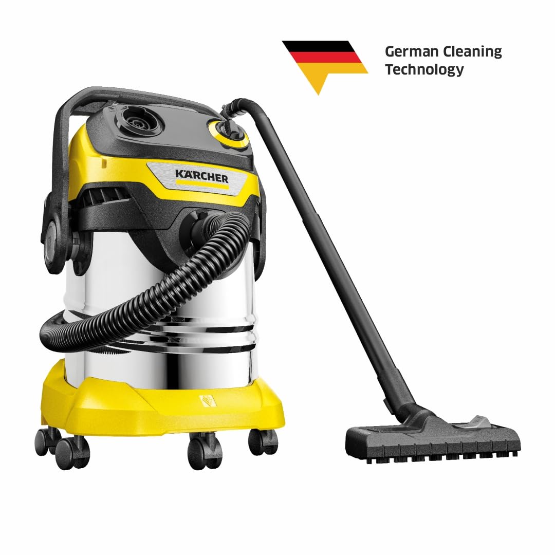KÄRCHER WD 5 S V-25/5/22 Wet and Dry Vacuum Cleaner, flat filter, removable filter cassette, automatic filter cleaning, filter bag, 1100W, 25l stainless steel container, 2.2 m hose. - 1.628-350.0
