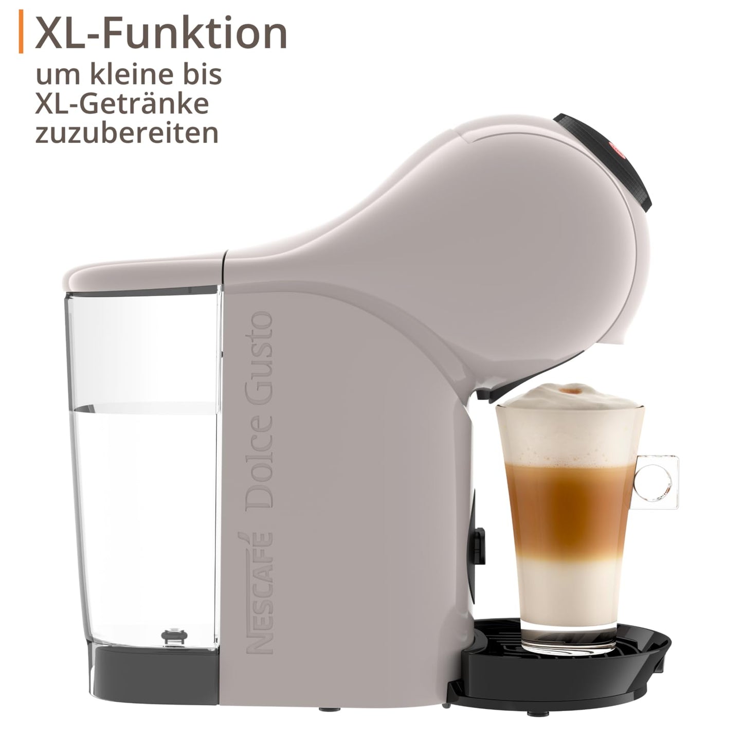 NESCAFÉ DOLCE GUSTO Genio S coffee capsule machine, removable water tank 0.8 liters, hot and cold drinks, 1500 watts, 15 bar pump pressure, eco mode, particularly compact, taupe, KP243AF0